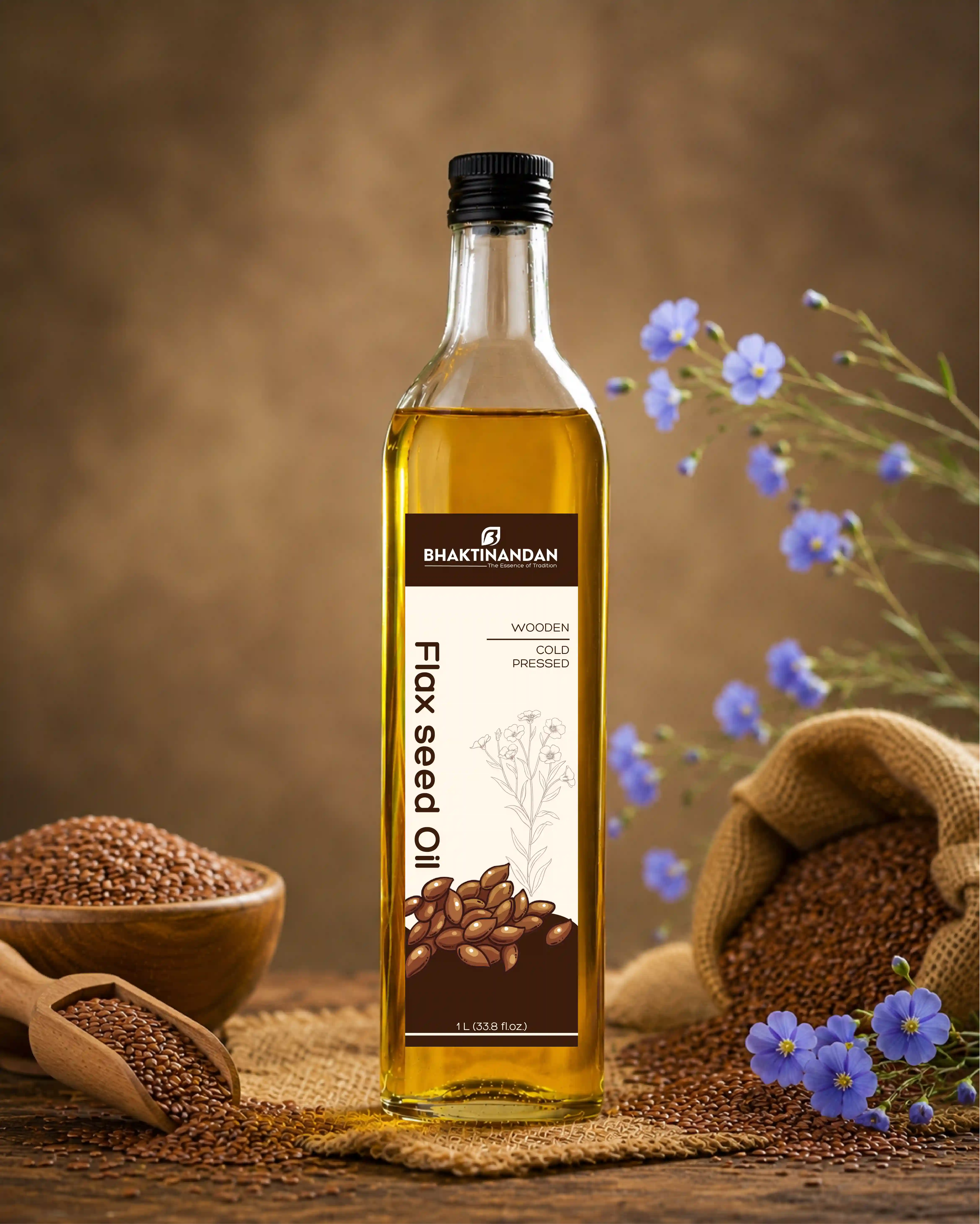 Bhaktinandan traditional cold-pressed flaxseed oil packaging