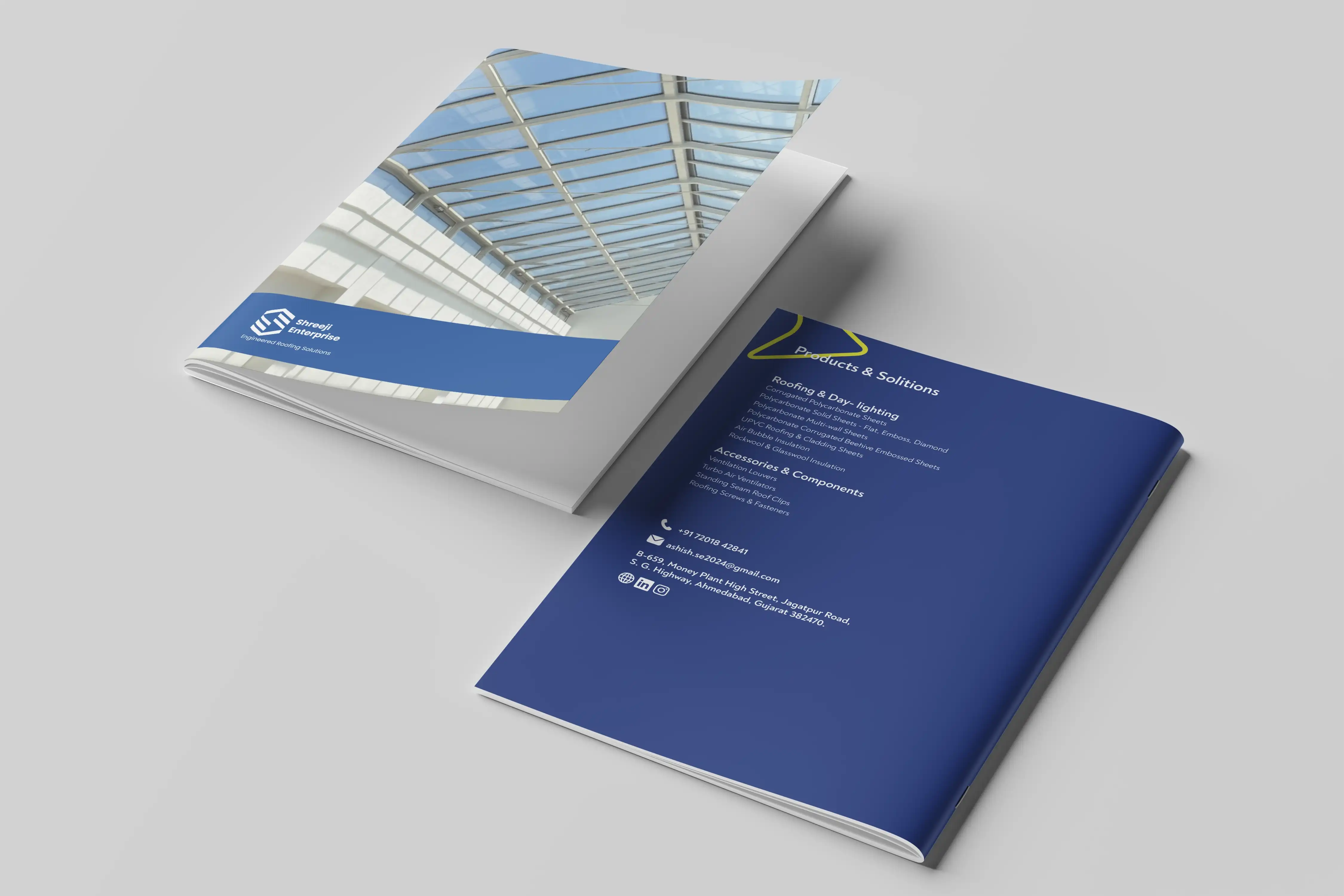 Shreeji Enterprise brand brochure and sales collateral designed by Pragyan