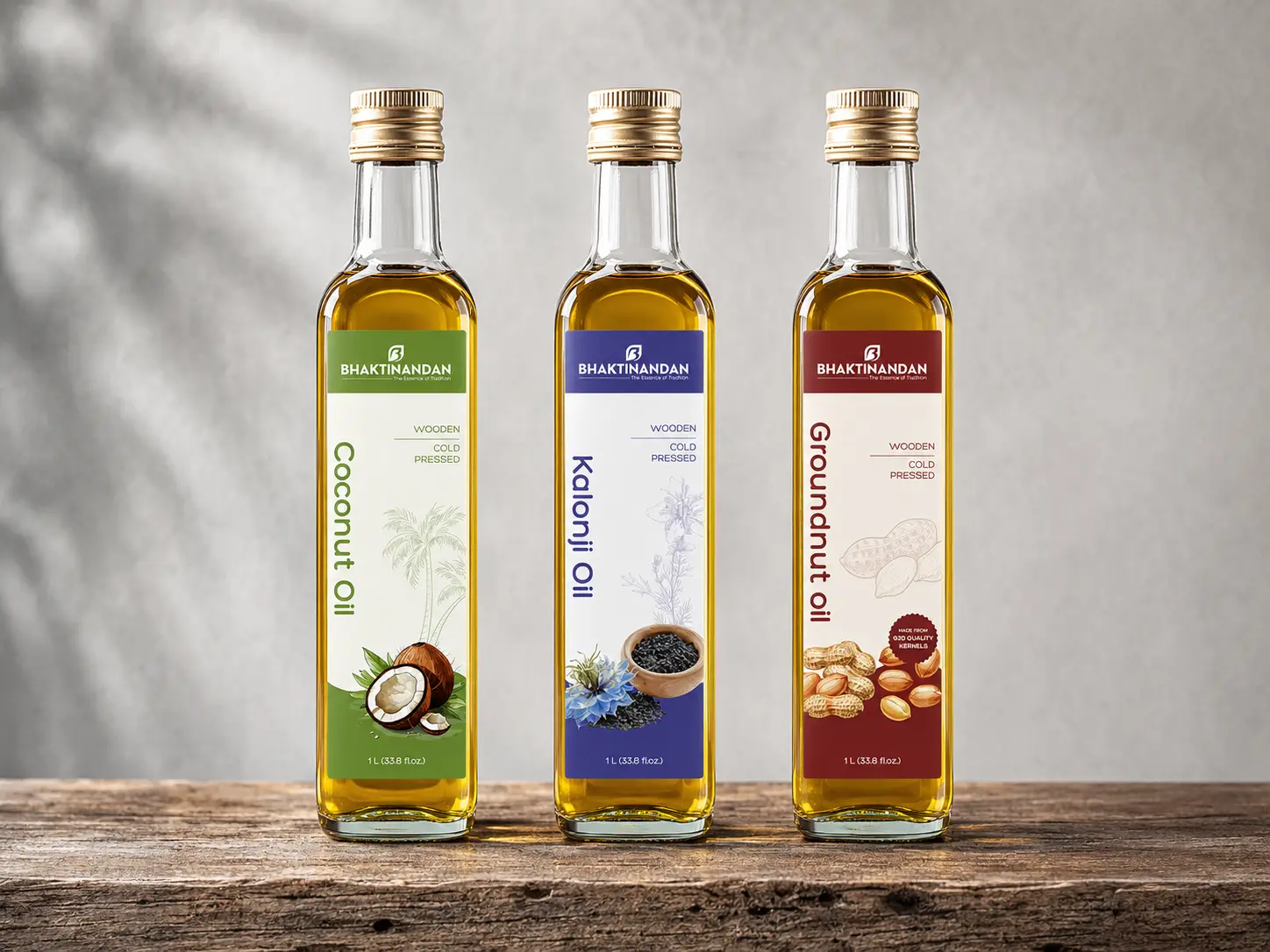 Bhaktinandan cold-pressed oil packaging design by Pragyan Ahmedabad