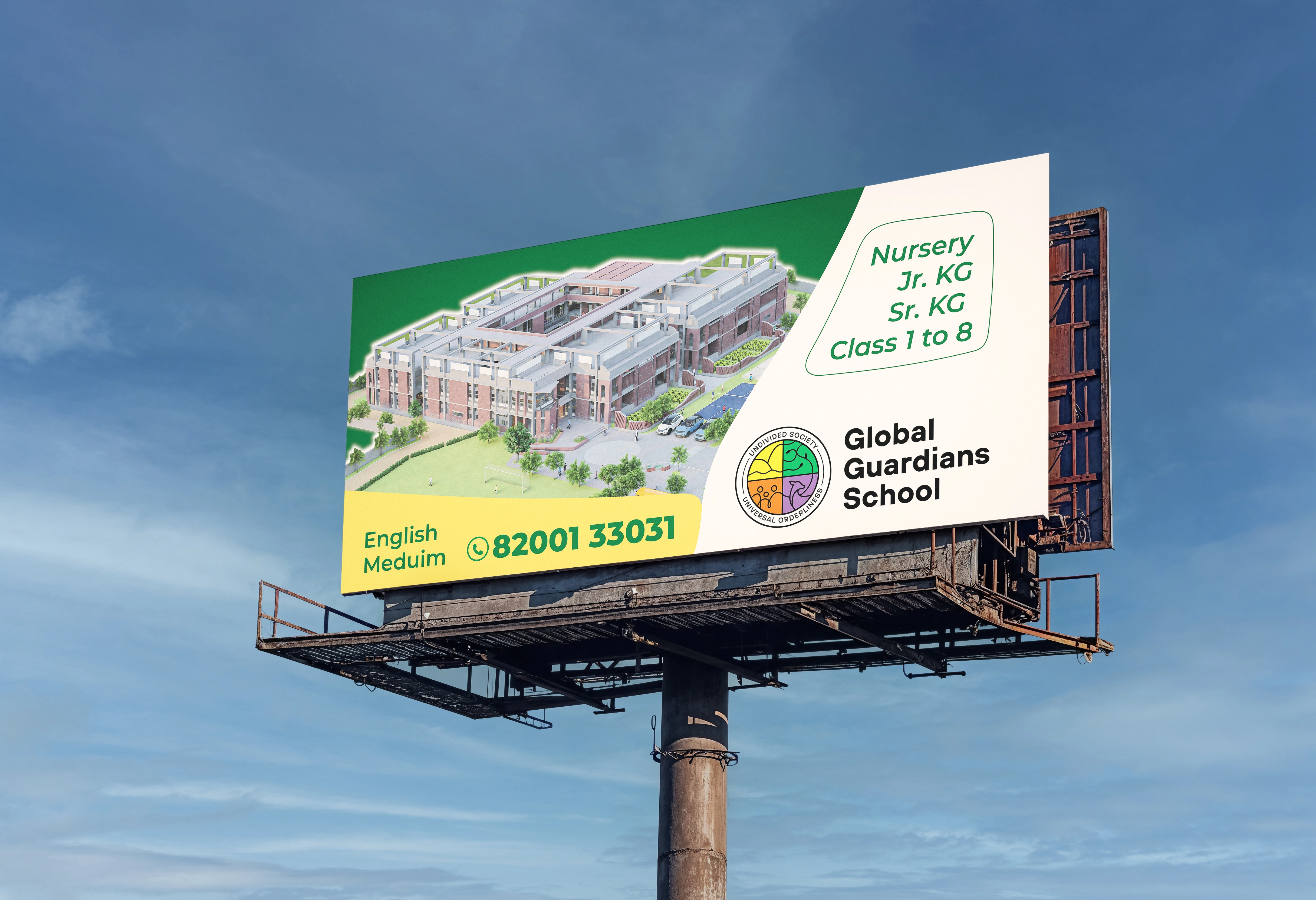 Global Guardians School outdoor advertising campaign designed by Pragyan